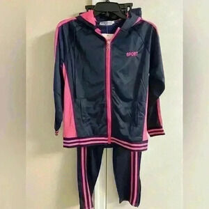 Silver stone‎ sport girls jogger set grey zip up top and pants. Sz 12. NWT